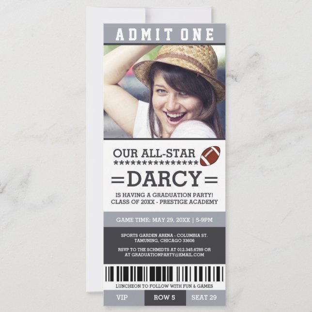 Football Graduation Party Invites (Front)