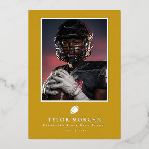 Football Graduation Photo Golden Grad Announcement