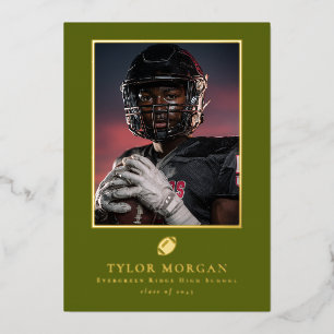 Football Graduation Photo Green Grad Announcement