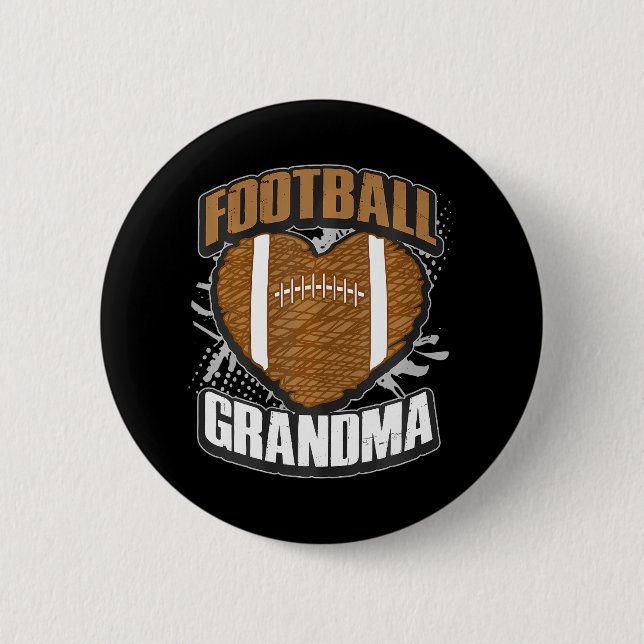 Football Grandma Pigskin Heart Football Nana 2 Inch Round Button (Front)