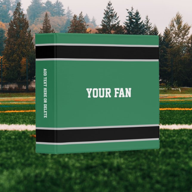Football Green, Black & White Personalized Binder (Creator Uploaded)