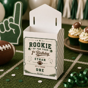 Football Green Rookie 1st Birthday party Favor Box