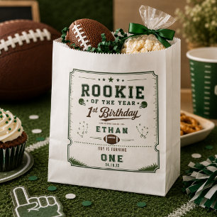 Football Green Rookie 1st Birthday party Favour Bag