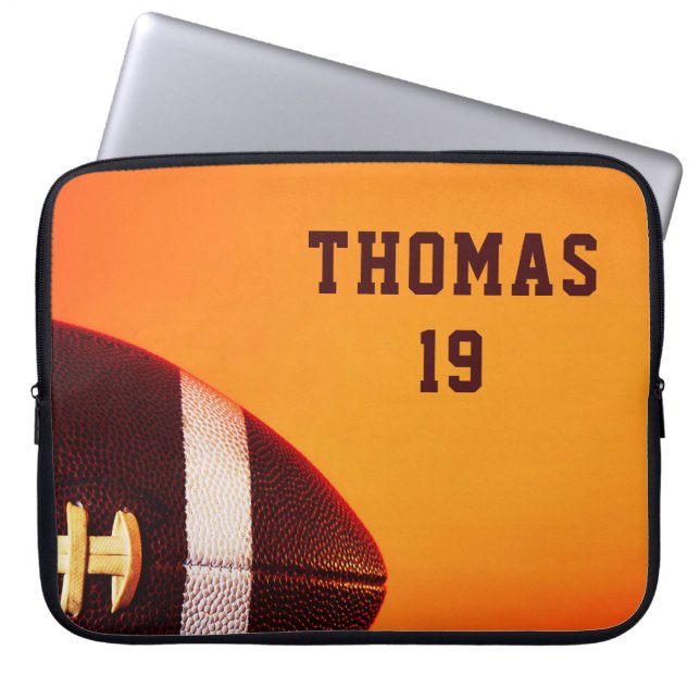 Football Gridiron Sports Personalized Name Laptop Sleeve (Front)