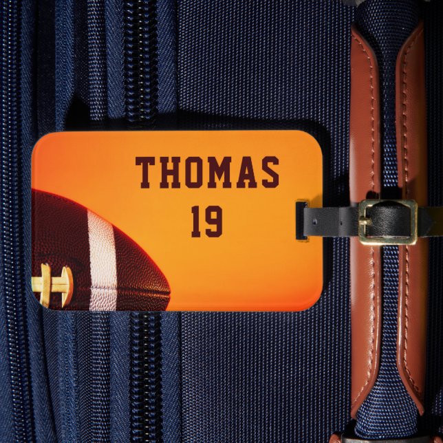 Football Gridiron Sports Personalized Name Luggage Tag (Front Insitu 4)