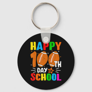 Football Happy 100th Day Of School Kids Teacher Keychain