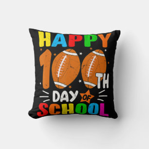 Football Happy 100th Day Of School Kids Teacher Throw Pillow