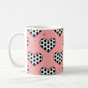 Football Heart Ball Texture - Pink Background  Coffee Mug