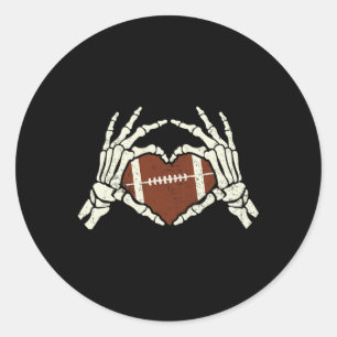 Football Heart Bones Skeleton Boys Men's Valentine Classic Round Sticker