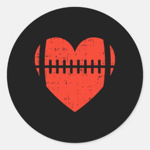Football Heart Valentines Day Cool Sports Lover Classic Round Sticker