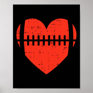 Football Heart Valentines Day Cool Sports Lover Poster