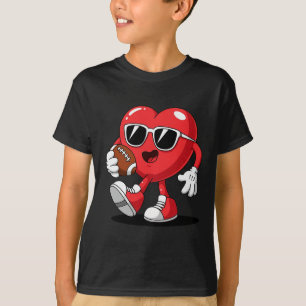Football Hearts Valentines Day Boys Men Kids Toddl T-Shirt