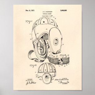 Football helmet 1927 Patent Art  - Old Peper Poster