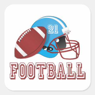 Football helmet and ball square sticker
