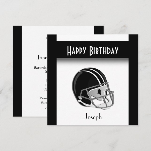 Football Helmet Birthday Party Invitation (Front/Back)