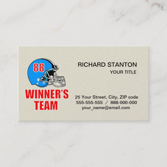 Football helmet business card (Front)