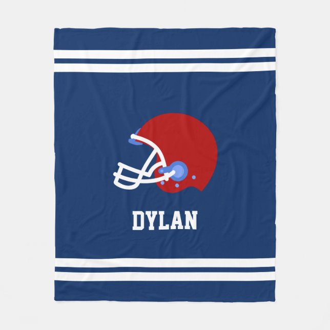 Football Helmet Kids Personalized Fleece Blanket (Front)