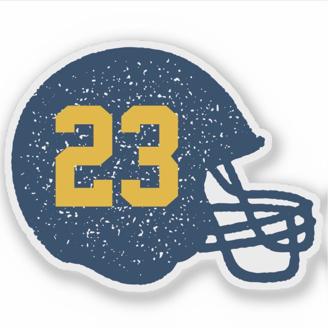 Football helmet personalized navy yellow gold (Front)