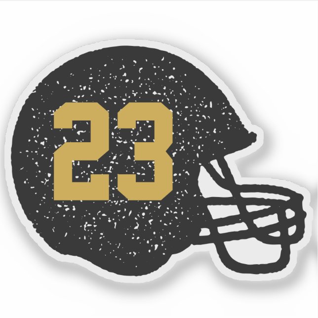 Football helmet personalized number black and gold (Front)