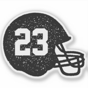 Football helmet personalized number black white