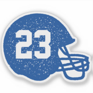 Football helmet personalized number blue white