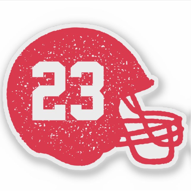 Football helmet personalized number bright red (Front)
