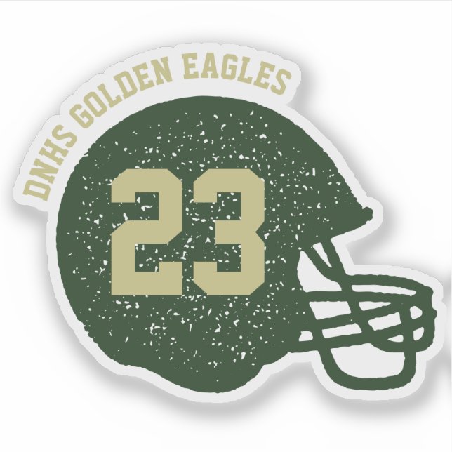 Football helmet personalized number green gold (Front)