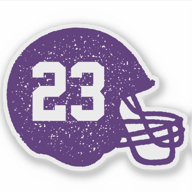 Football helmet personalized number purple white (Front)