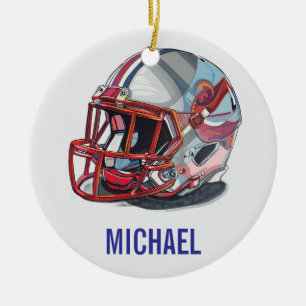 Football Helmet Pop Art Motivational Name Ceramic Ornament