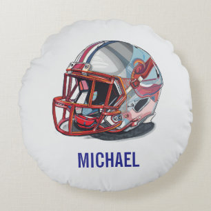 Football Helmet Pop Art Motivational Name Round Pillow