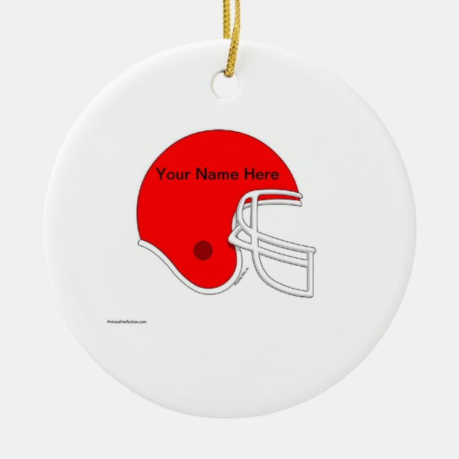 Football Helmet - Red Ceramic Ornament (Front)