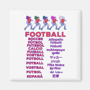 Football in Multiple Languages -Fußball Calcio Soc Magnet
