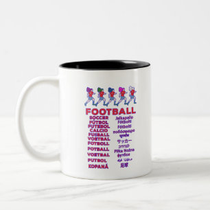 Football in Multiple Languages -Fußball Calcio Soc Two-Tone Coffee Mug