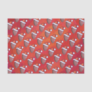 Football in Santa Hat on Red Tissue Paper