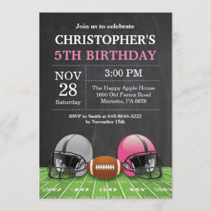 Football Invitation Anniversaire Fête Rose