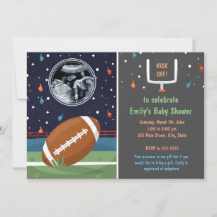 Football invitation with picture boy baby shower