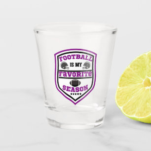 Football Is My Favourite Season Logo Purple Black Shot Glass