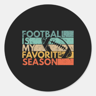 Football Is My Favourite Season Vintage Retro Foot Classic Round Sticker
