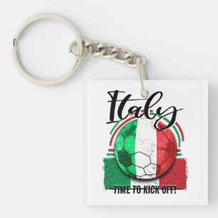 Football Italy Flag Euro, Retro Italian Soccer Keychain
