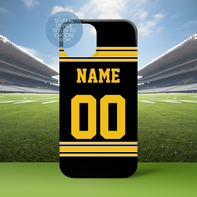 Football Jersey Black Gold Case-Mate iPhone Case (Personalized Phone Case with A sporty Design)