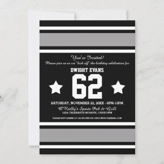 Football Jersey Black|Silver Party Invitations