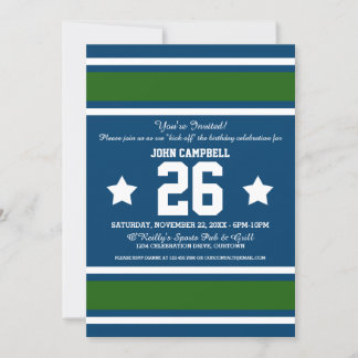 Football Jersey Blue|Green Party Invitations