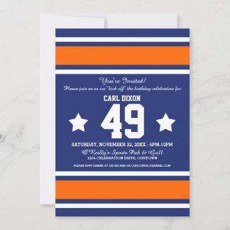 Football Jersey Blue|Orange Party Invitations