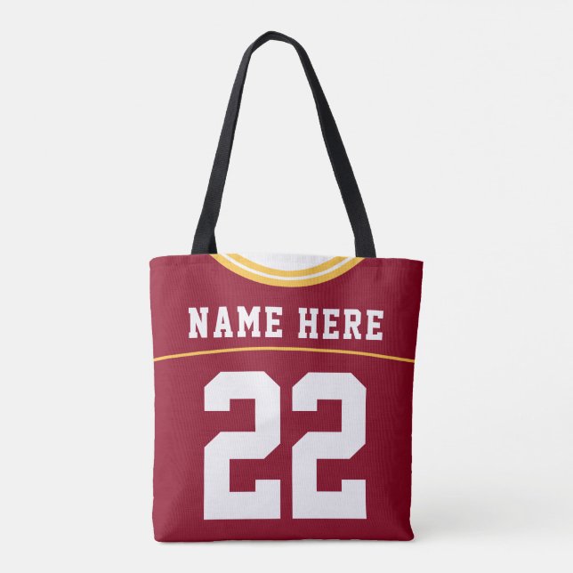 Football Jersey, Custom Name & Number Template Tote Bag (Back)