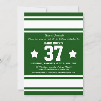Football Jersey Green|White Party Invitations