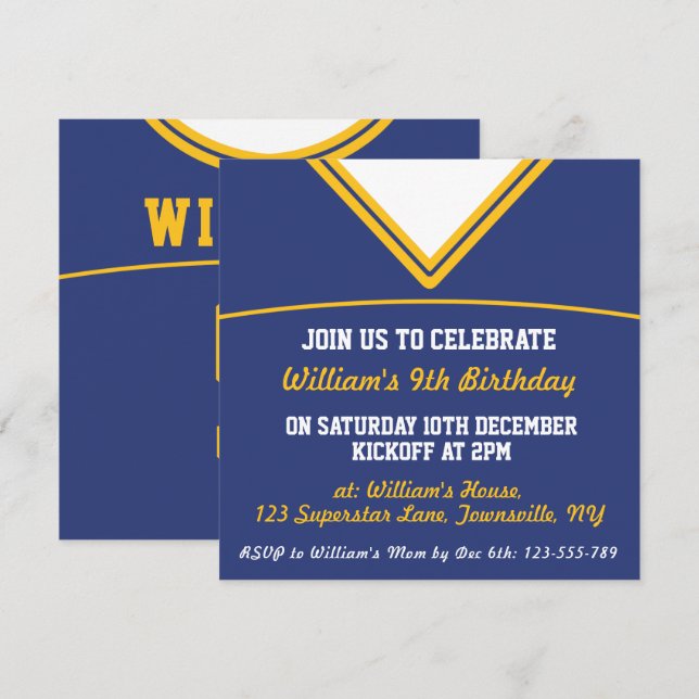Football Jersey Invitation de la fête à thème, LAX (Devant / Derrière)