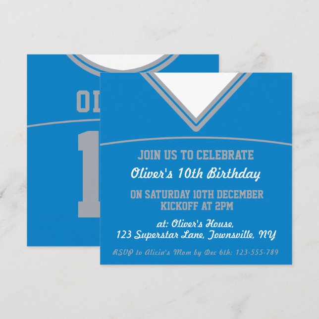 Football Jersey Invitation de la fête à thème, LAX (Devant / Derrière)
