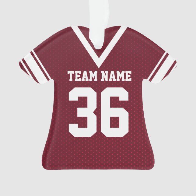 Football Jersey Maroon Uniform with Photo Ornament (Front)