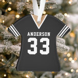 Football Jersey Sports Team Uniform Black Ornament<br><div class="desc">Football Jersey Sports Team Uniform Black Ornament. This football jersey ornament is perfect for anyone who plays school sports or loves watching sports. Personalize this custom design with your own team name and jersey number.</div>
