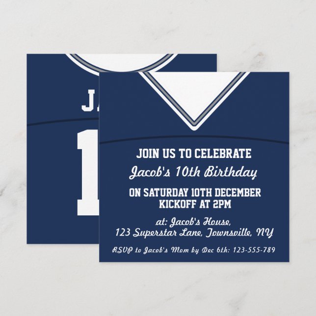 Football Jersey Themed Party Invite Template, LAX (Front/Back)